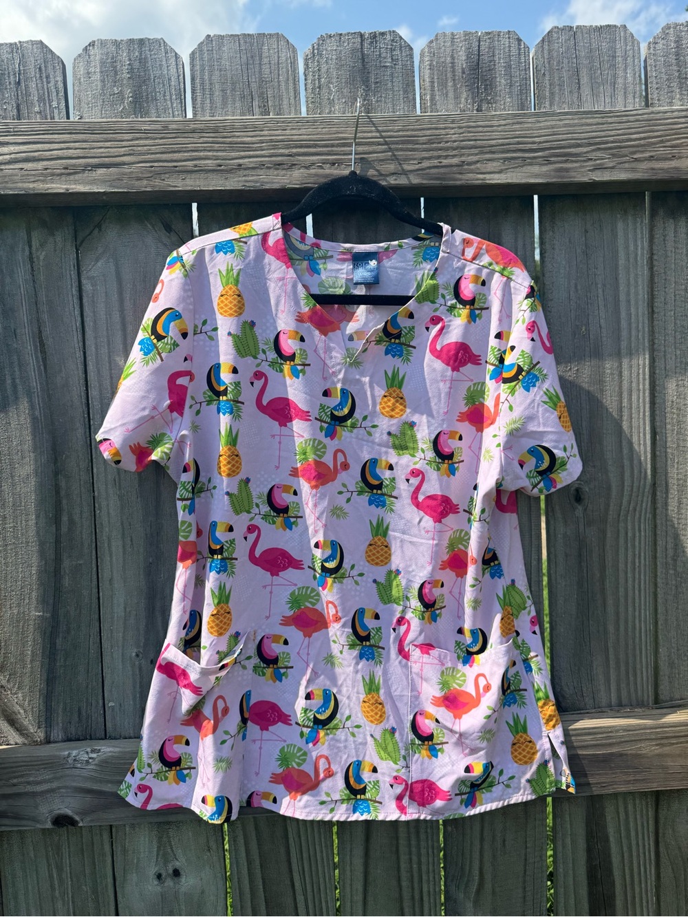 Women’s Short Sleeve Tee - Pink Tropical Flamingo Print